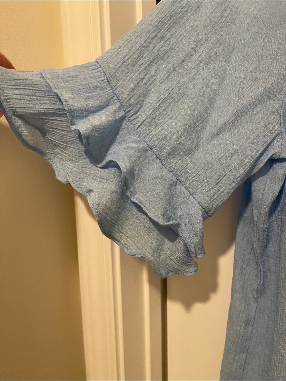 Light Blue Ruffle Sleeve Tunic Top